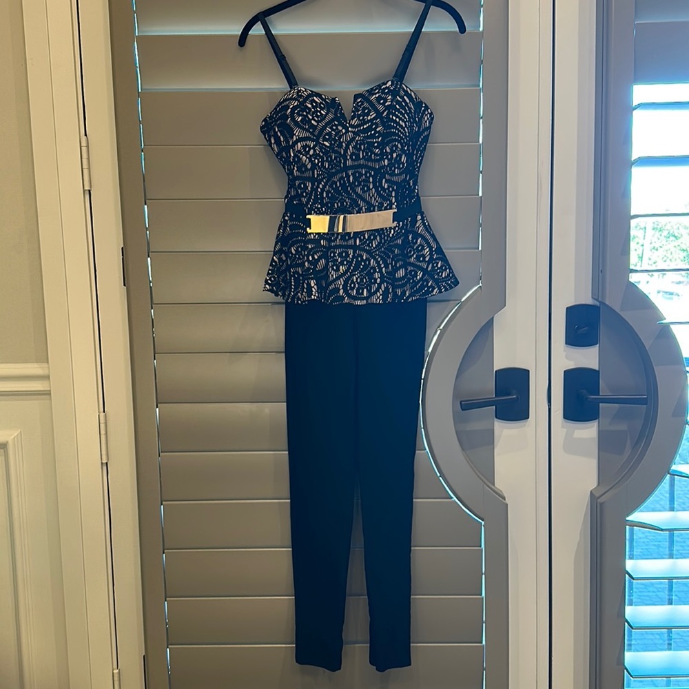 Black and Gold Sleeveless Jumpsuit